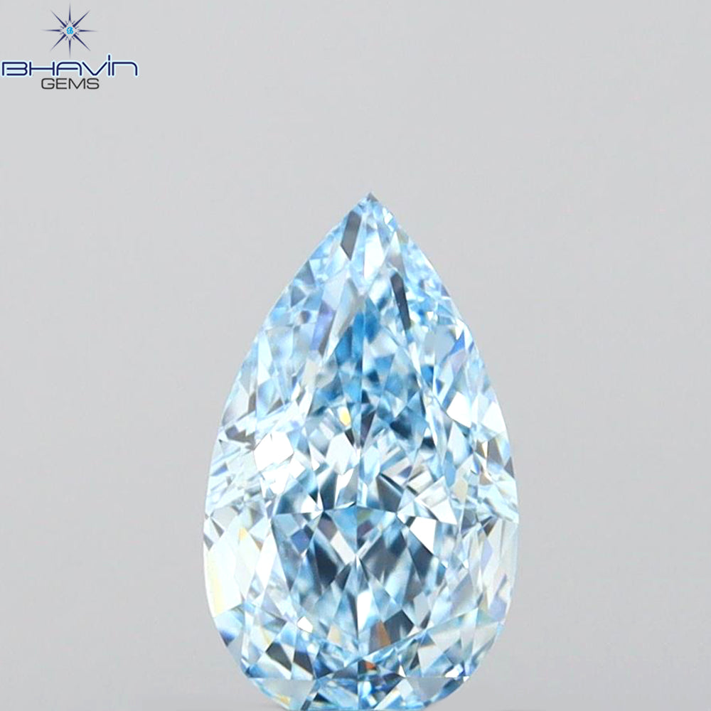 0.81 CT Pear Shape Natural Diamond Blue Color VS1 Clarity (7.68 MM)