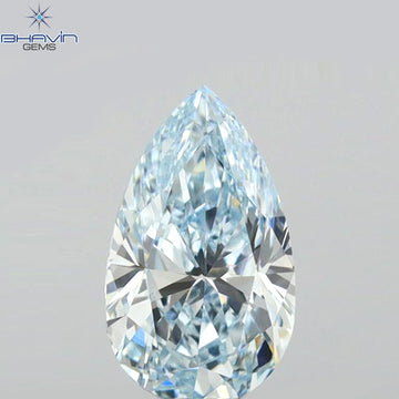 0.63 CT Natural Pear Diamond Enhanced Blue Color VS2 Clarity (7.44 MM)