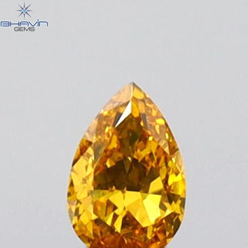 0.09 CT ペアシェイプ 天然ダイヤモンド オレンジカラー VS1 クラリティ (3.52 MM)