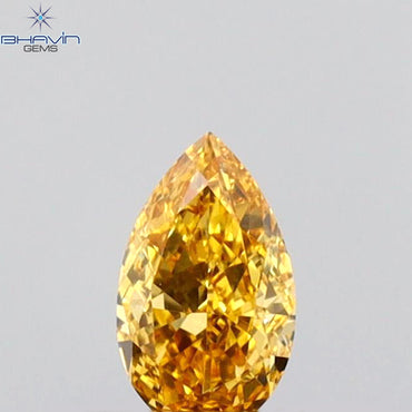 0.21 CT Pear Shape Natural Diamond Orange Color VS1 Clarity (5.08 MM)