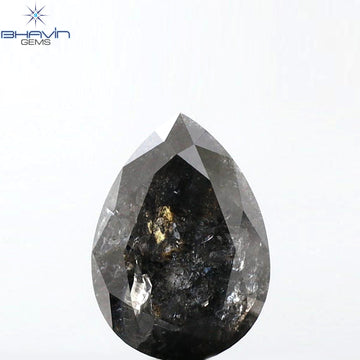 2.10 CT ペアシェイプ 天然ルースダイヤモンド ソルト＆ペッパーカラー I3 クラリティ (9.28 MM)