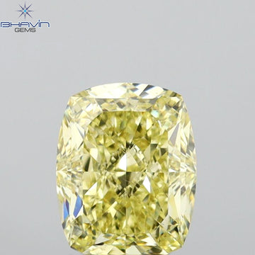 GIA Certified 1.01 CT Cushion Diamond Natural Brownish Yellow Color (6.35 MM)
