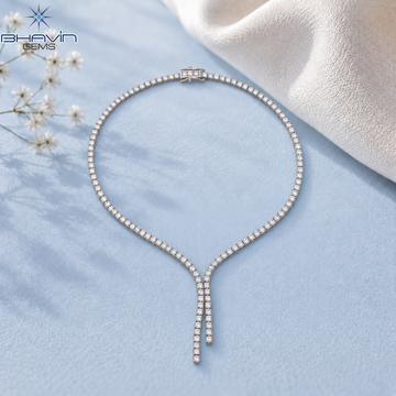 Lariat Drop Round Diamond Tennis Necklace