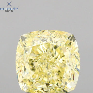 GIA Certified 1.27 CT Natural Cushion Diamond Fancy Light Yellow Color Clarity VS1 (5.97 MM)