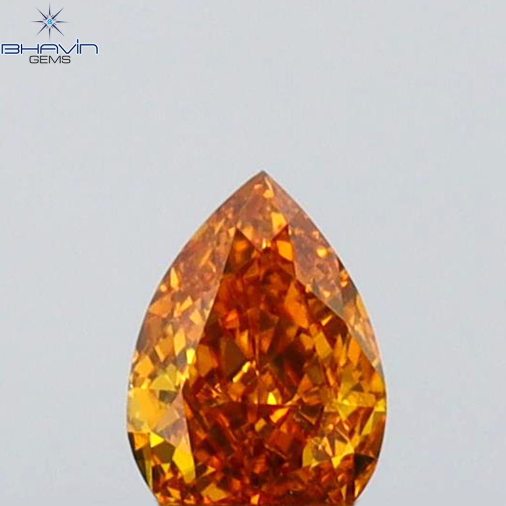 0.16 CT Pear Shape Natural Diamond Orange Color VS1 Clarity (4.31 MM)