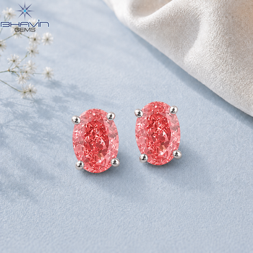 Blush Pink Oval Diamond Classic Stud Earrings