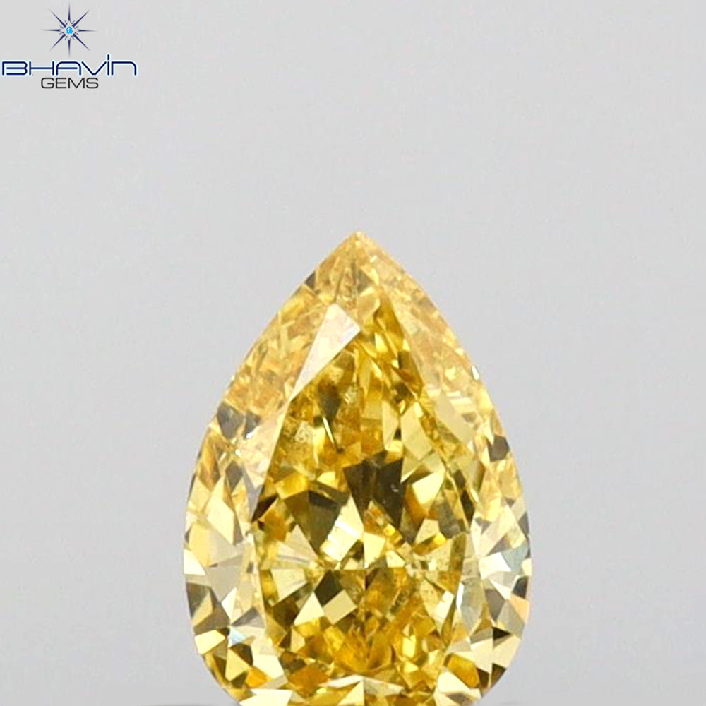 0.30 CT Pear Shape Natural Diamond Orange Color SI1 Clarity (5.50 MM)