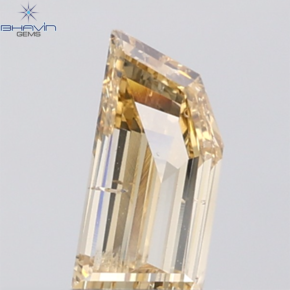 1.00 CT Step Cut Natural Brown Orange Diamond SI1 Clarity (9.30 MM)