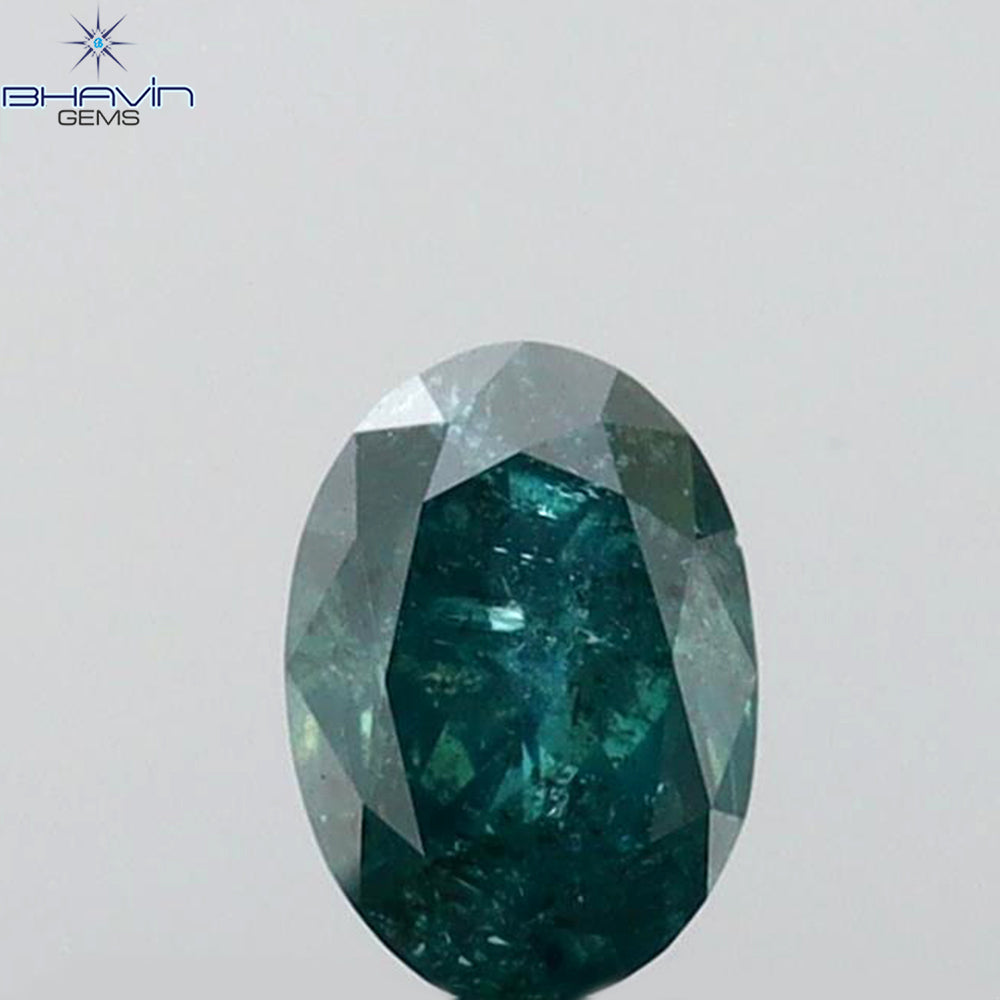 0.51 CT オーバル シェイプ ナチュラル ダイヤモンド グリーン カラー SI1 クラリティ (6.05 MM)