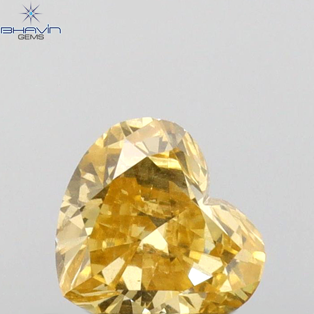 0.51 CT Heart Shape Natural Diamond Orange Color SI1 Clarity