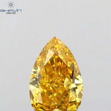 0.23 CT Pear Shape Natural Diamond Orange Color SI1 Clarity (5.00 MM)