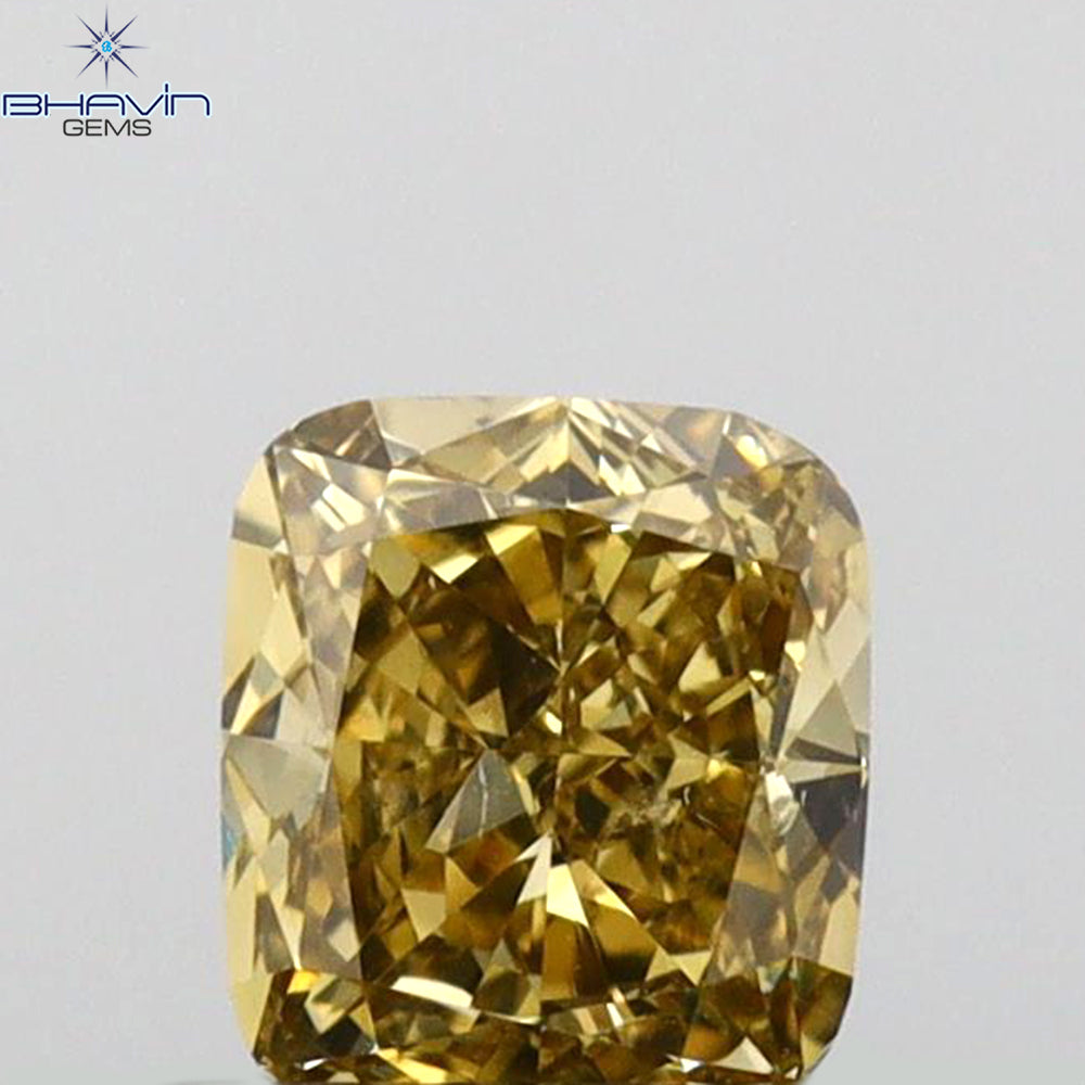 0.46 CT Cushion Shape Natural Loose Diamond Green Yellow Color SI1 Clarity (4.66 MM)