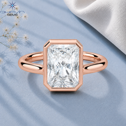 Radiant Cut Bezel Set Solitaire Engagement Ring in Rose Gold
