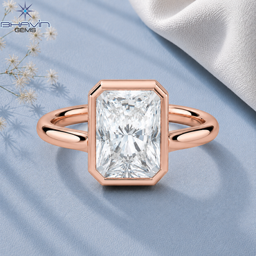 Radiant Cut Bezel Set Solitaire Engagement Ring in Rose Gold