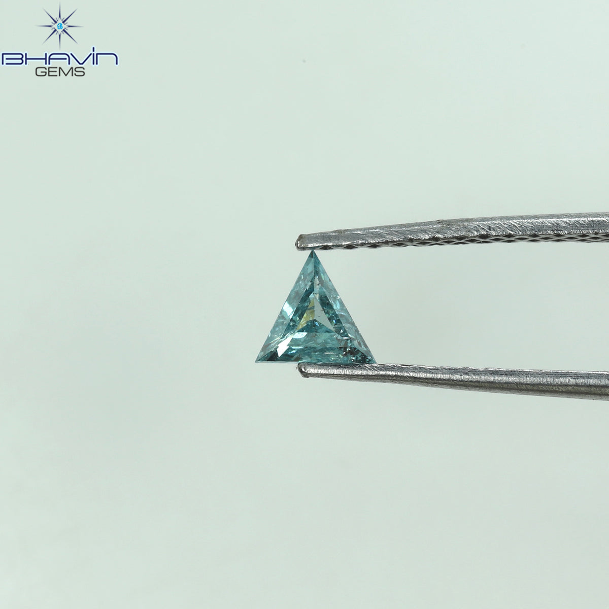 0.19 CT Triangle Shape Natural Diamond Blue Color I2 Clarity (4.64 MM)