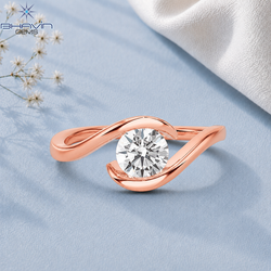 Round Brilliant Cut Tension Bypass Solitaire Engagement Ring in Rose Gold