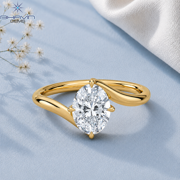 Oval Cut Bypass Solitaire Engagement Ring in Yellow Gold