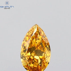 0.14 CT Pear Shape Natural Diamond Orange Color SI1 Clarity (4.41 MM)