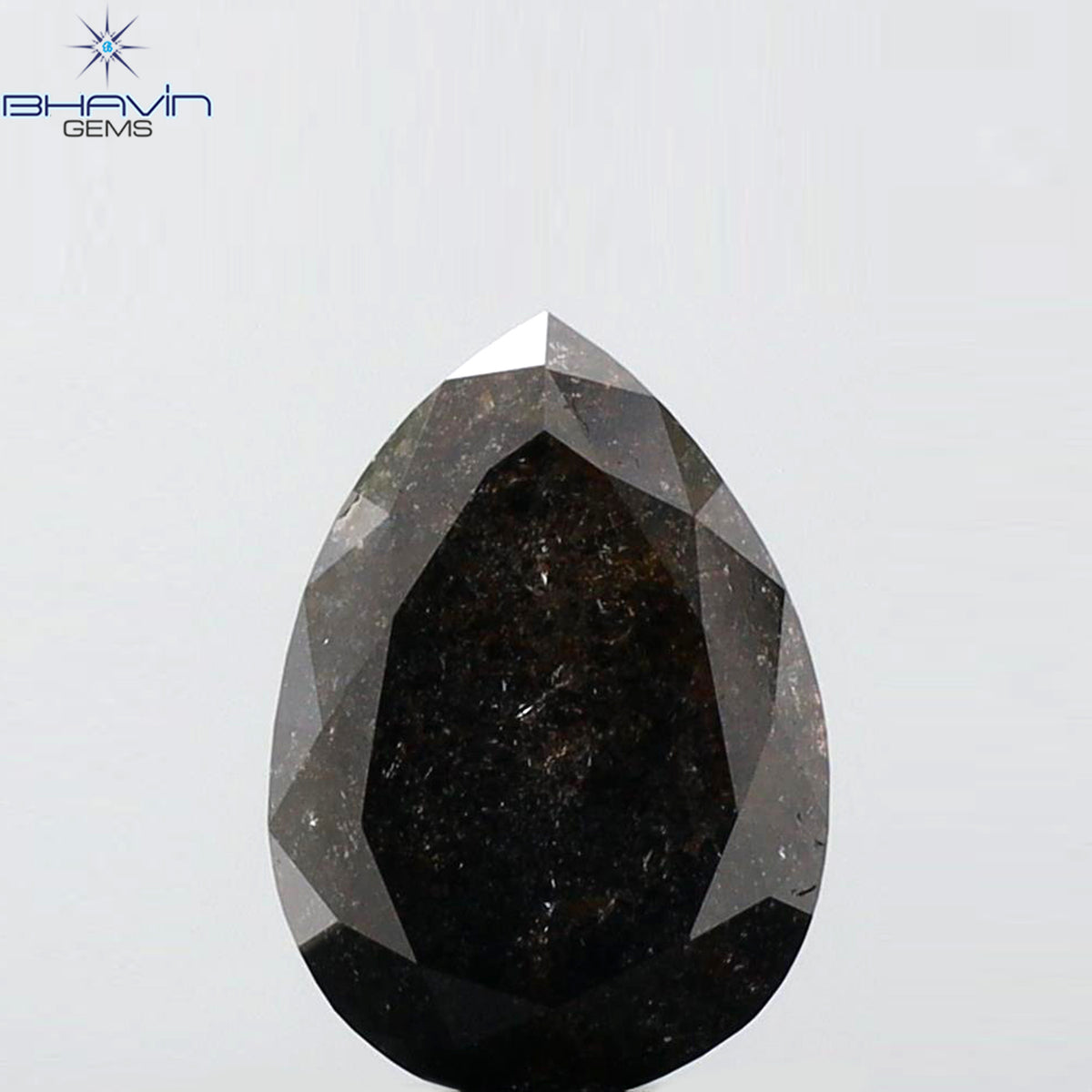 1.26 CT ペアシェイプ 天然ルースダイヤモンド ソルト＆ペッパーカラー I3 クラリティ (6.00 MM)