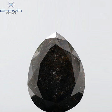 1.26 CT ペアシェイプ 天然ルースダイヤモンド ソルト＆ペッパーカラー I3 クラリティ (6.00 MM)
