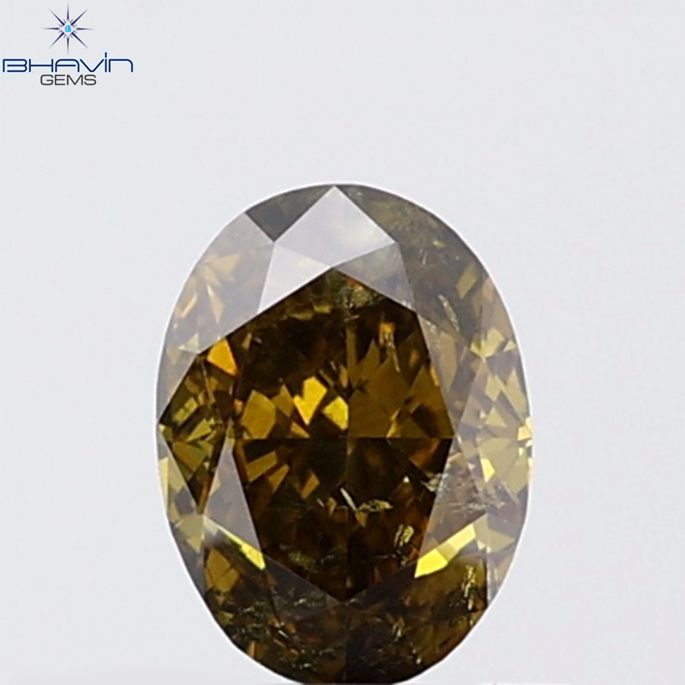 0.85 CT Oval Diamond Natural Green Color SI2 Clarity (6.51 MM)