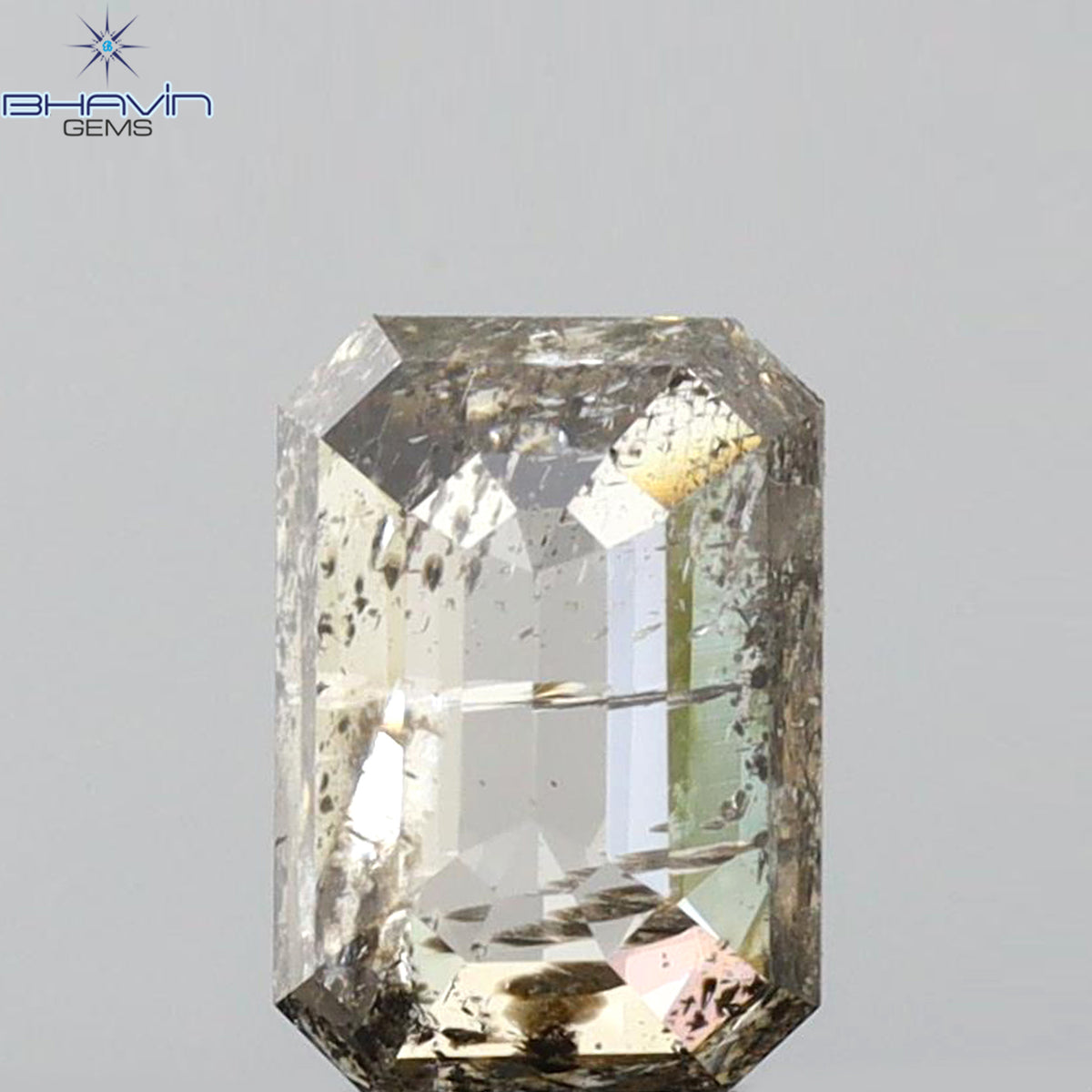 1.03 CT Emerald Shape Natural Diamond Salt And Pepper Color I3 Clarity (6.47 MM)