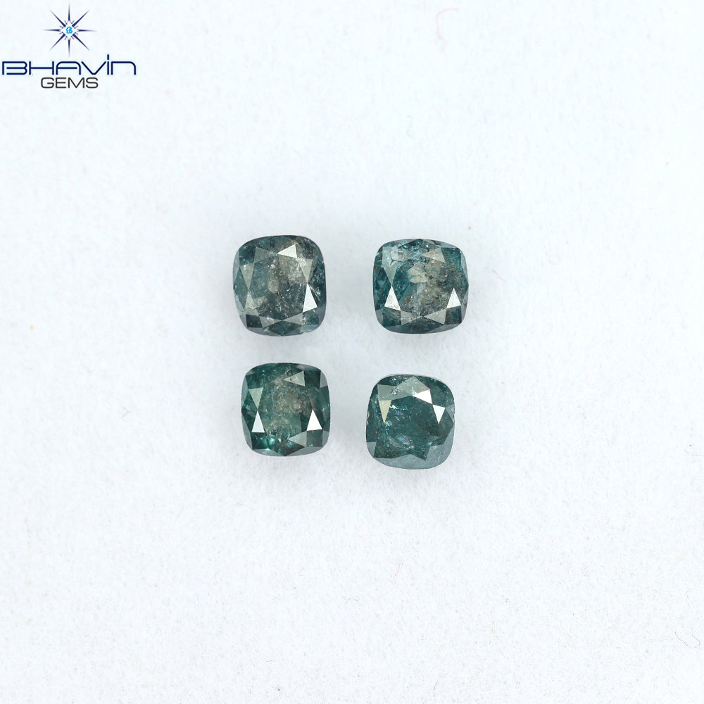 1.07 CT/4個 クッションダイヤモンド 天然ダイヤモンド ブルーダイヤモンド クラリティ I3 (3.85 MM)