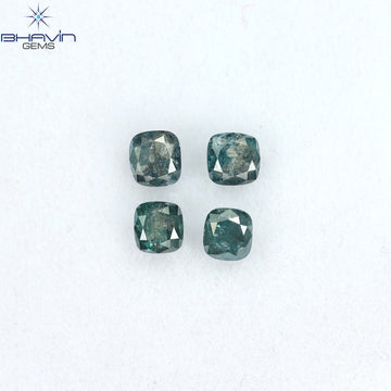 1.07 CT/4個 クッションダイヤモンド 天然ダイヤモンド ブルーダイヤモンド クラリティ I3 (3.85 MM)