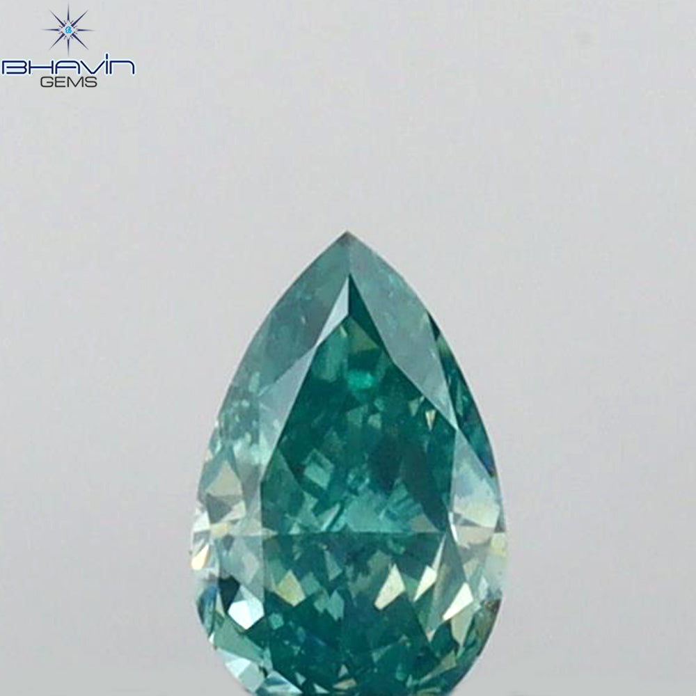 0.23 CT ペアシェイプ ナチュラル ダイヤモンド グリーン カラー I2 クラリティ (6.27 MM)