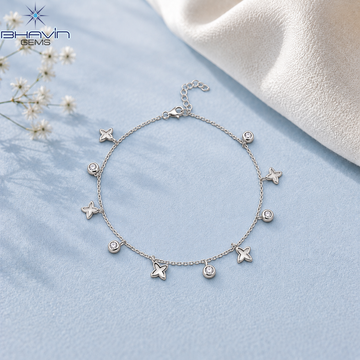 Diamond Butterfly & Bezel Charm Delicate Chain Bracelet