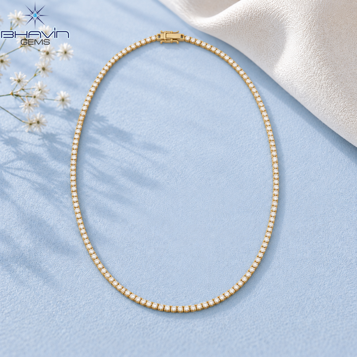 Classic Round Diamond Tennis Necklace with Sleek Continuous Design