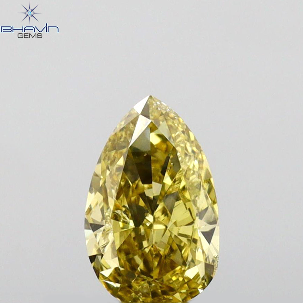 0.53 CT Pear Shape Natural Diamond Green (Chameleon) Color VS2 Clarity (6.60 MM)