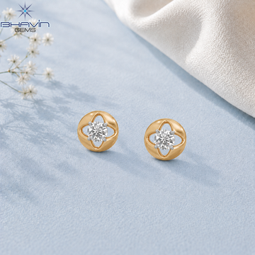 Celestial Petal Round Diamond Stud Earrings