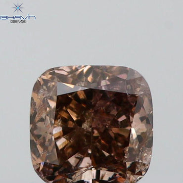 0.32 CT Cushion Shape Natural Diamond Brown Pink Color I1 Clarity (4.55 MM)