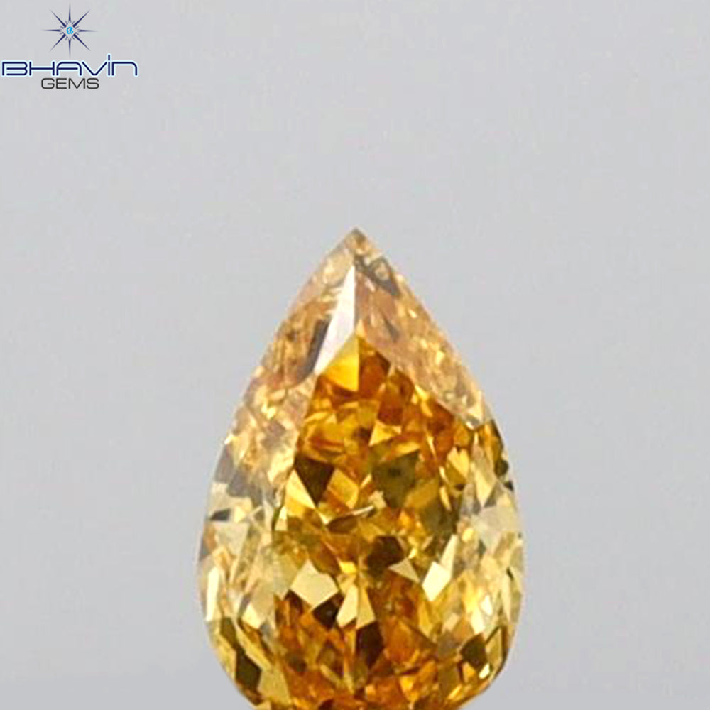 0.10 CT Pear Shape Natural Diamond Orange Color SI1 Clarity (3.80 MM)