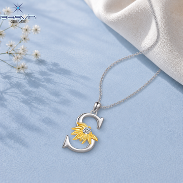 Diamond Floral Initial S Pendant Necklace
