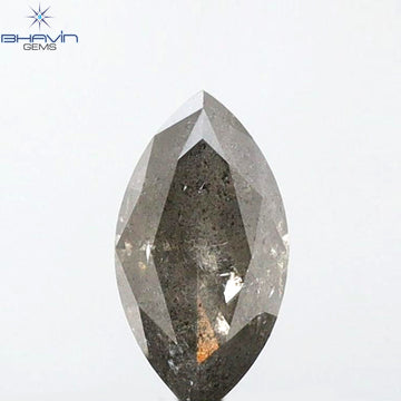 0.73 CT マーキスシェイプ 天然ルースダイヤモンド ブラック（ソルトアンドペッパー）カラー I3 クラリティ（8.10 MM）