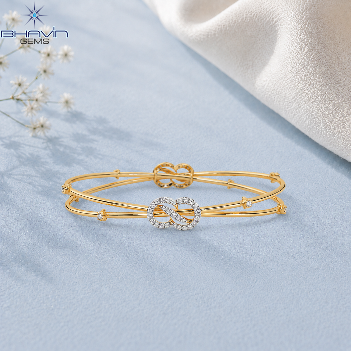 Infinity Love Diamond Double Row Bangle Bracele