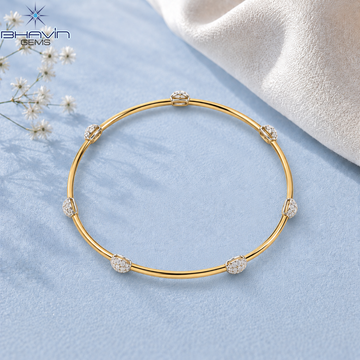 Diamond Accent Beaded Sleek Bangle Bracelet