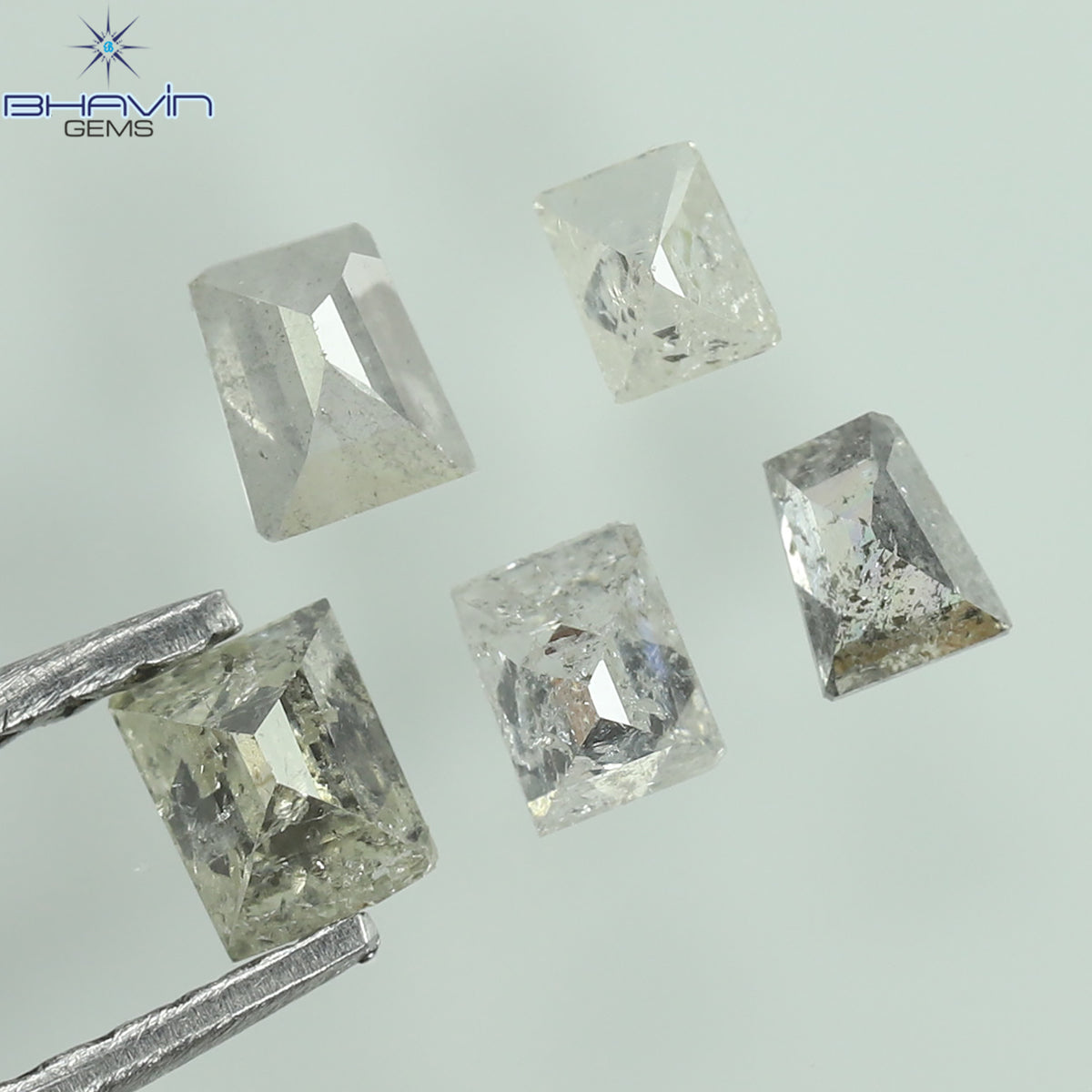 0.40 CT/5 Pcs Natural Square-Baguette Diamond Salt and Pepper Color Clarity I3 (3.21 MM)