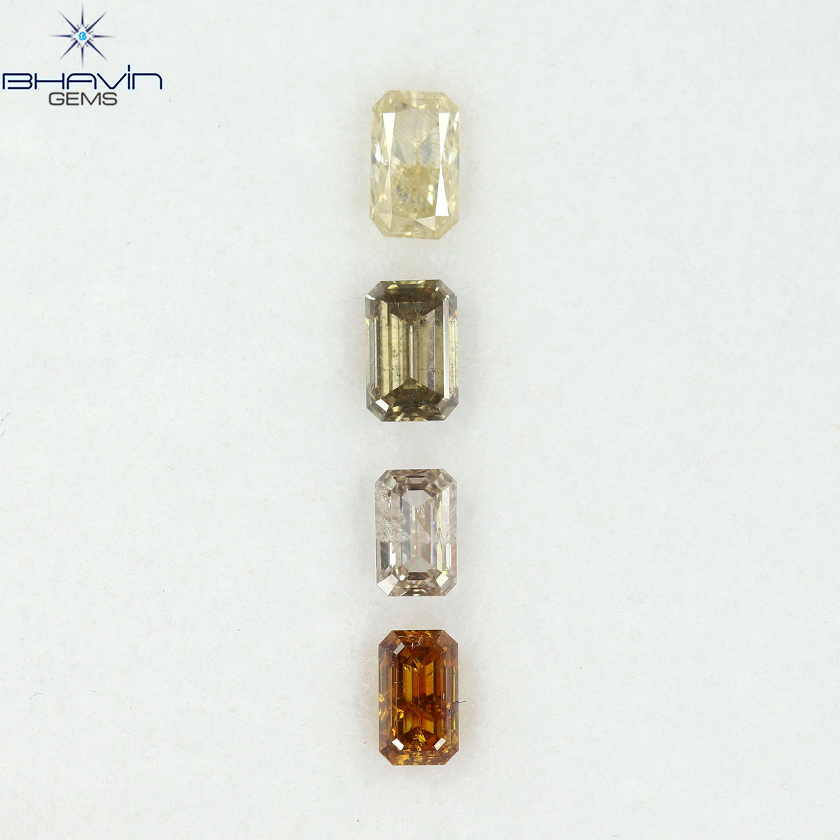 1.21 CT/4 Pcs Natural Emerald Diamond Mix Fancy Color Clarity I1 (5.05 MM)
