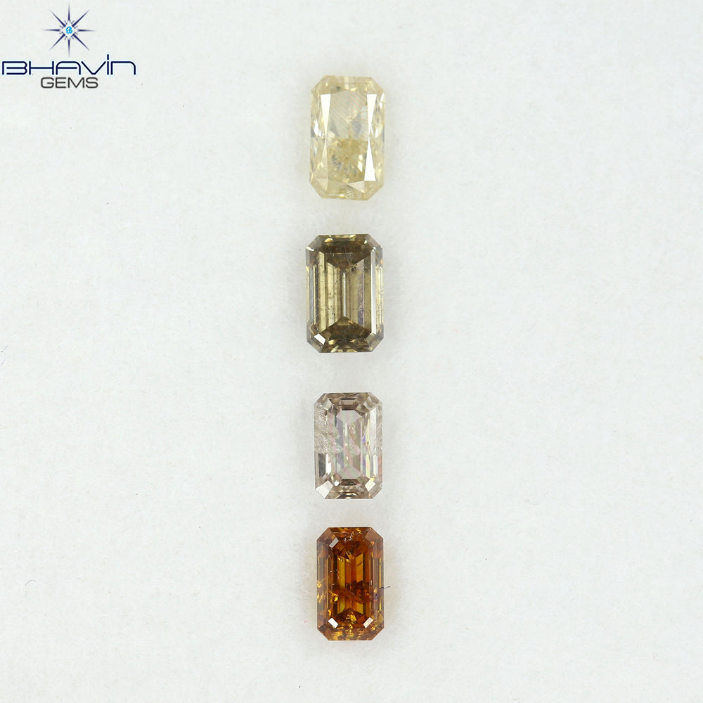 1.21 CT/4 Pcs Natural Emerald Diamond Mix Fancy Color Clarity I1 (5.05 MM)