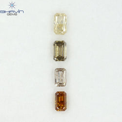 1.21 CT/4 Pcs Natural Emerald Diamond Mix Fancy Color Clarity I1 (5.05 MM)