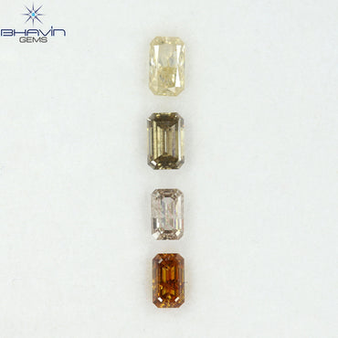 1.21 CT/4 Pcs Natural Emerald Diamond Mix Fancy Color Clarity I1 (5.05 MM)