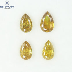 0.99 CT/4 Pcs Natural Pear Diamond Orange Color Clarity SI (5.43 MM)