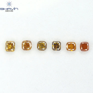 2.06 CT/6 Pcs Natural Mix Diamond Orange Color Clarity SI (4.15 MM)