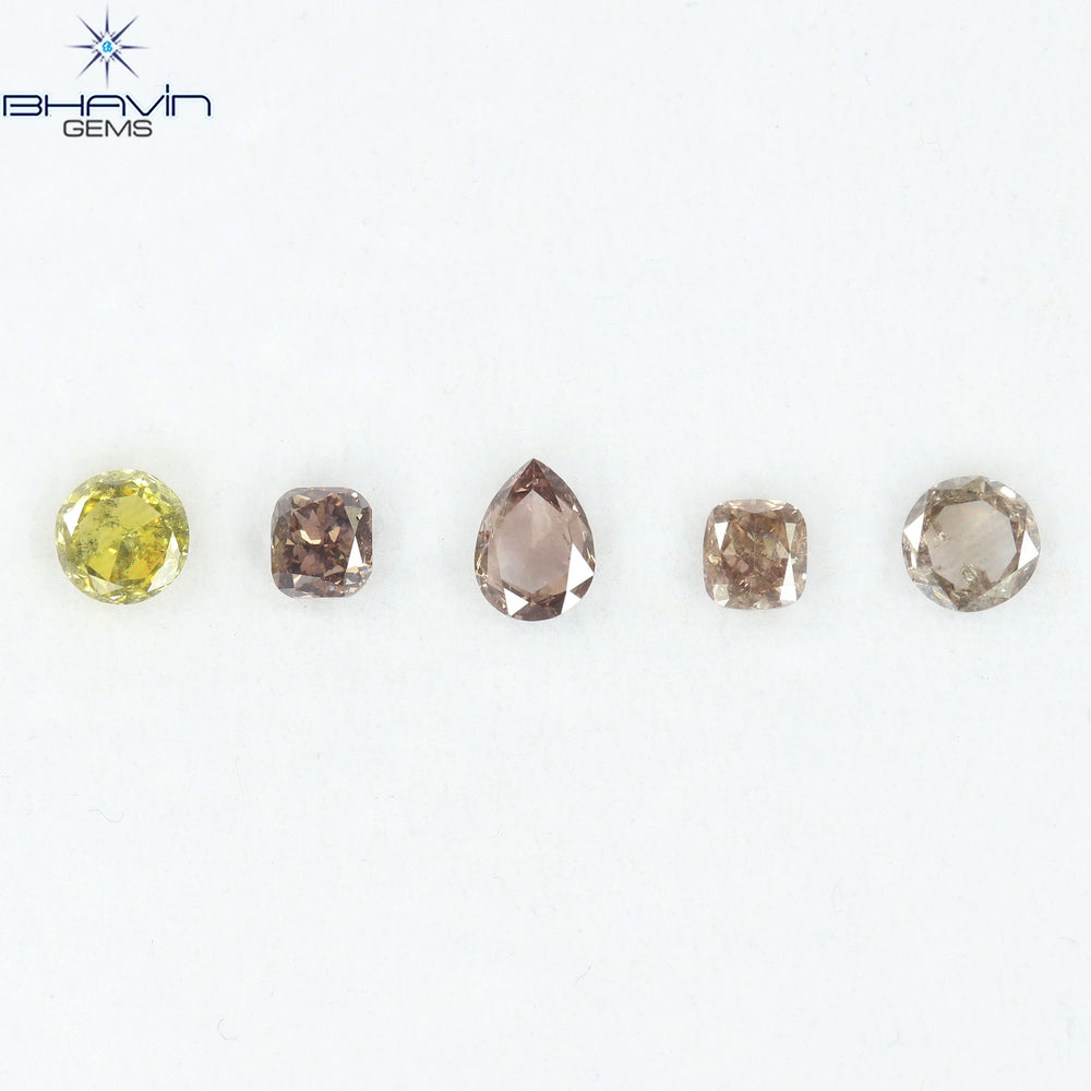 1.75 CT/5 Pcs Natural Mix Diamond Mix Fancy Color Clarity SI (5.75 MM)
