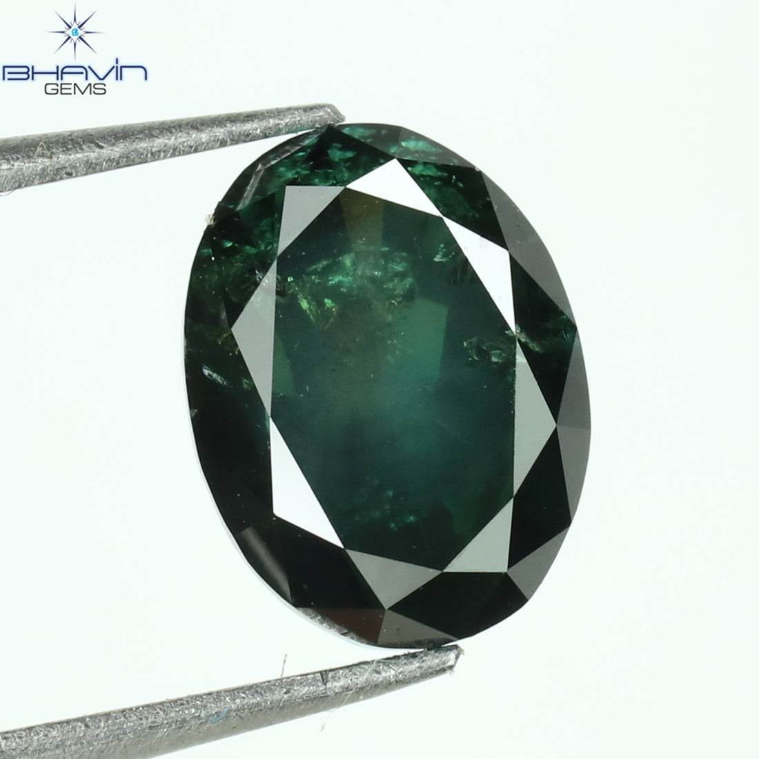 0.87 CT Natural Oval Diamond Enhanced Blue Color Clarity I1 (6.45 MM)