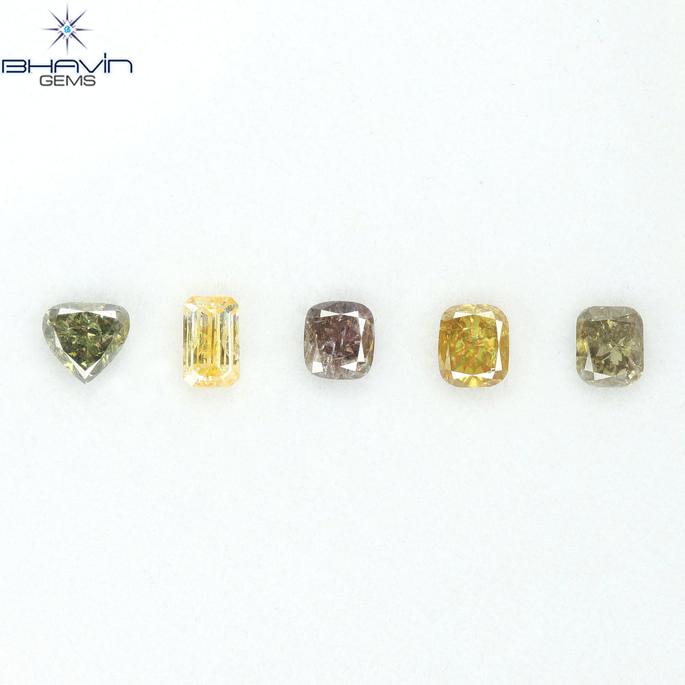 2.17 CT/5 Pcs Natural Mix Diamond Mix Fancy Color Clarity I1 (5.14 MM)