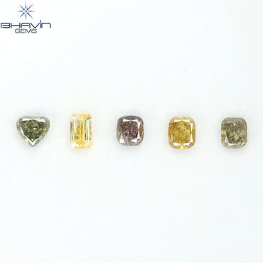2.17 CT/5 Pcs Natural Mix Diamond Mix Fancy Color Clarity I1 (5.14 MM)